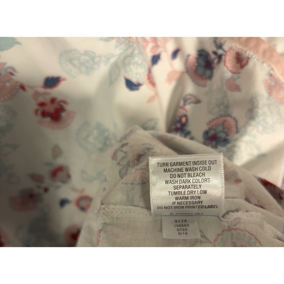 Garnet Hill Asian Wrap Pajama Set Womens Sz M White Floral Organic Lightweight - Picture 8 of 13